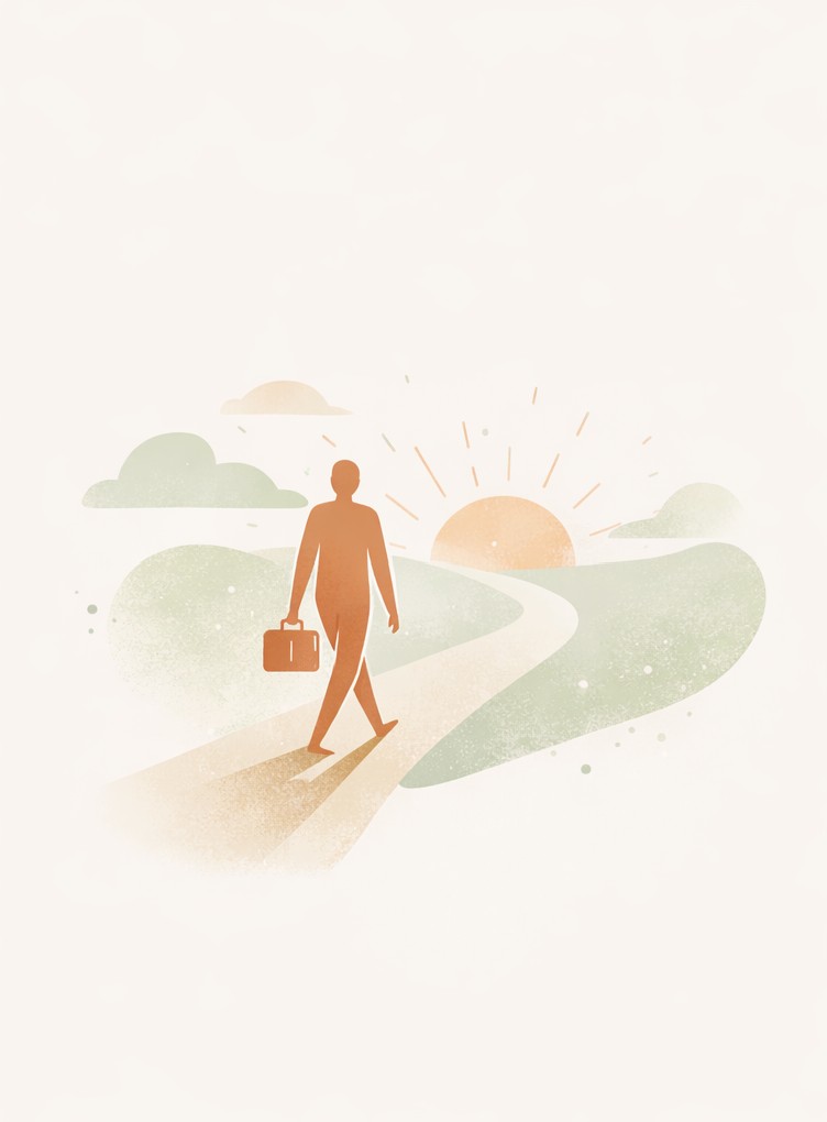Illustration reconversion professionnelle et nouveau projet de carrière