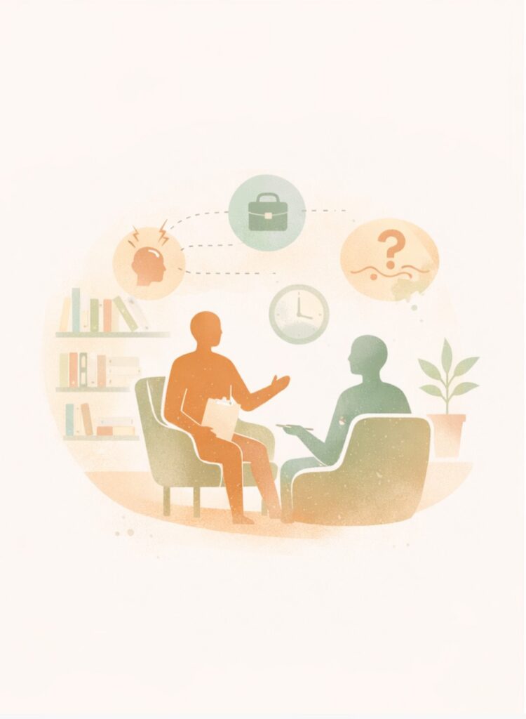 Illustration d’un accompagnement par une psychologue du travail face aux difficultés professionnelles